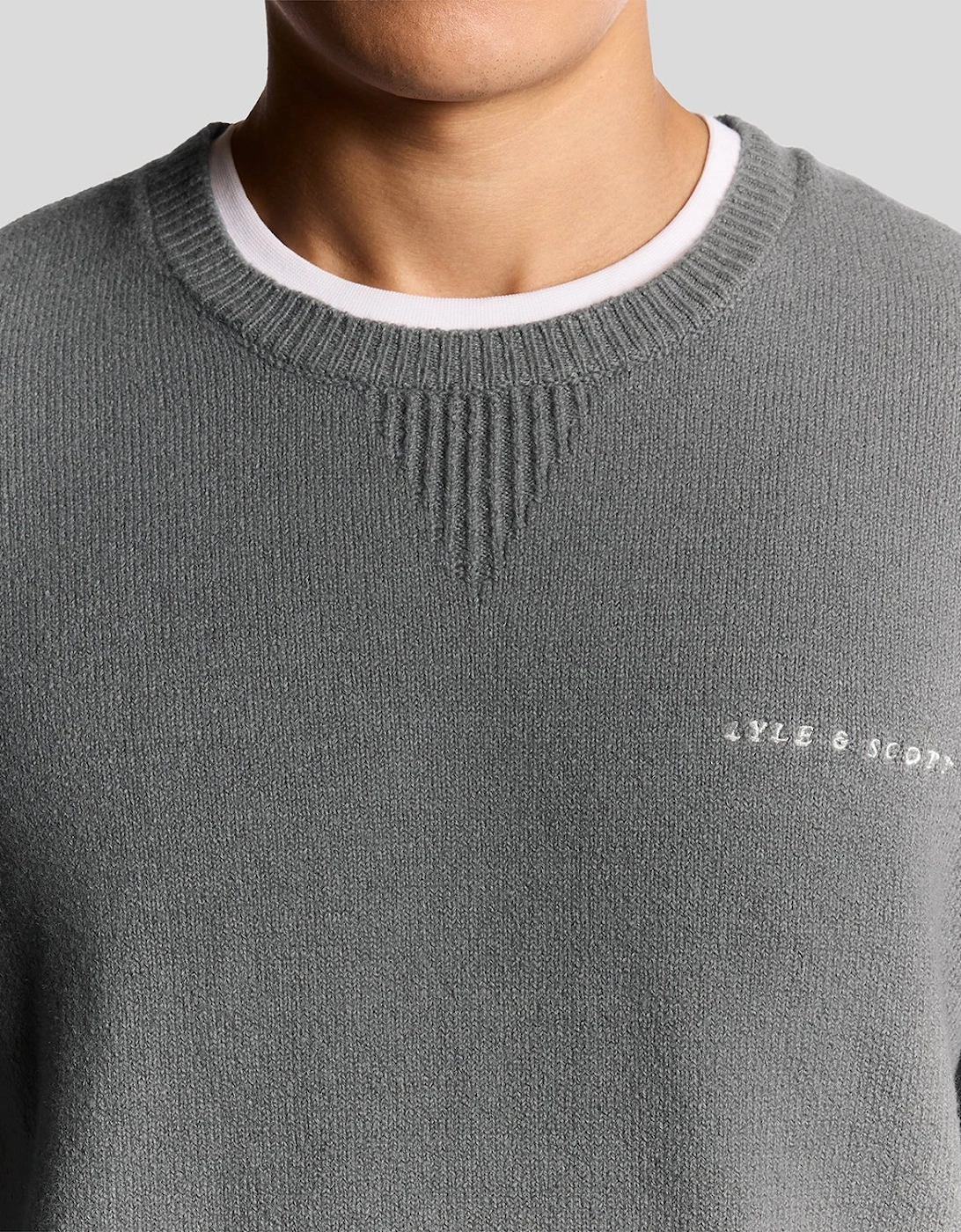 Knitted Script Crew Neck Jumper