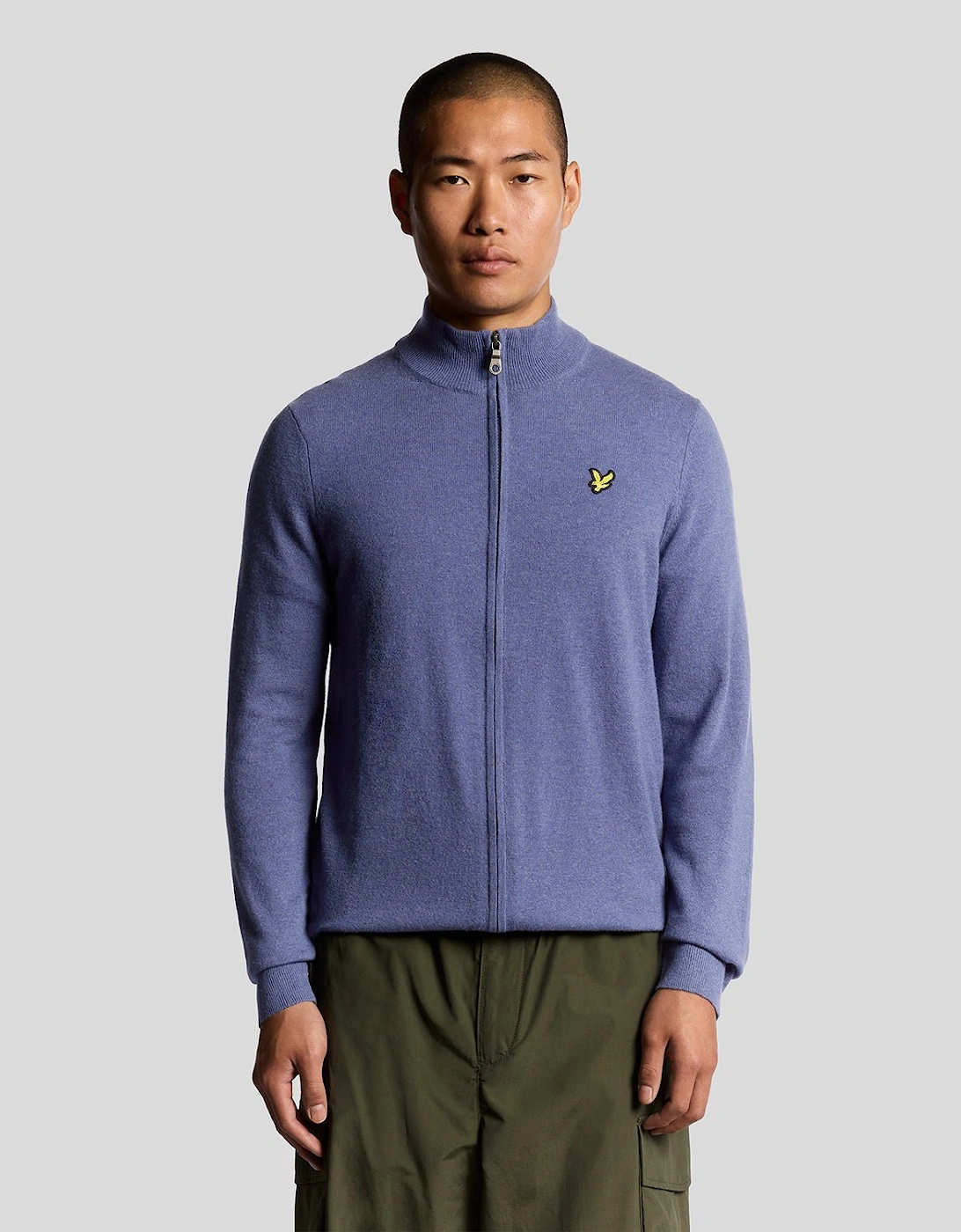 Lyle And Scott Men's Grey Lambswool Blend Zip Cardigan  34 Xs