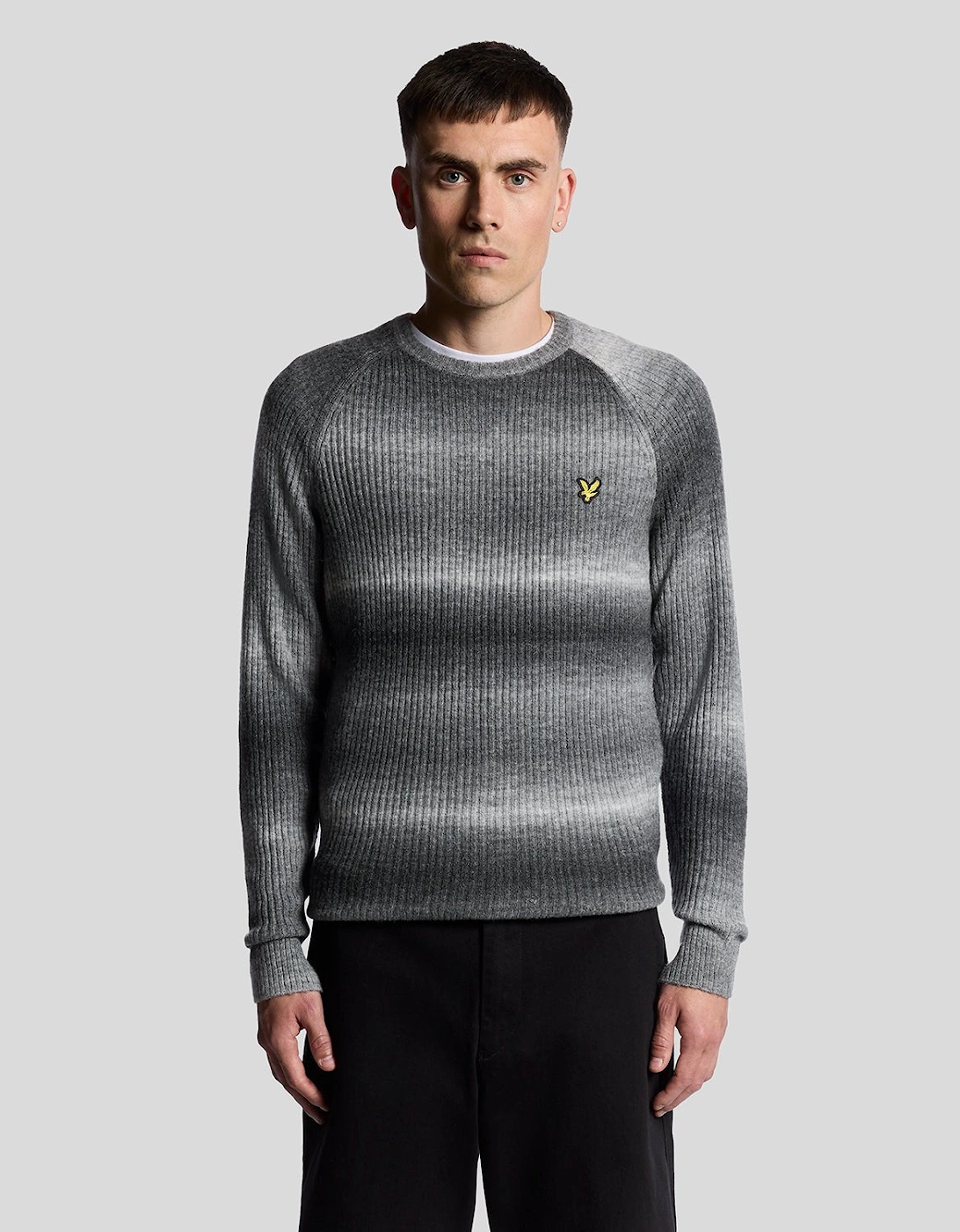 Lyle And Scott Men's Grey Ribbed Ombre Effect Jumper - : Xs