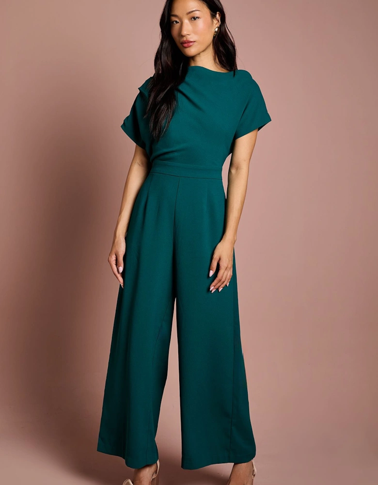 Petite Pleat Off The Shoulder Jumpsuit