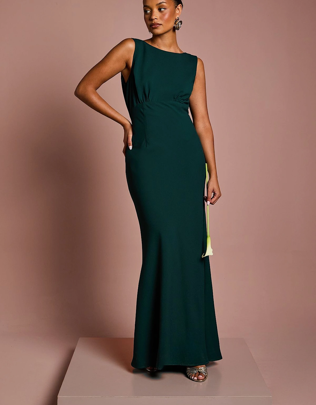 Honoured Petite Sleeveless Cowl Back Maxi Bridesmaid Dress, 2 of 1