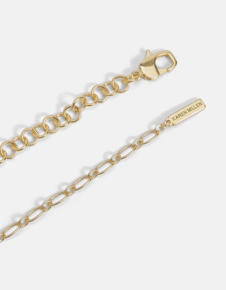 Gold Chain Pearl Drop Detail Statement Necklace