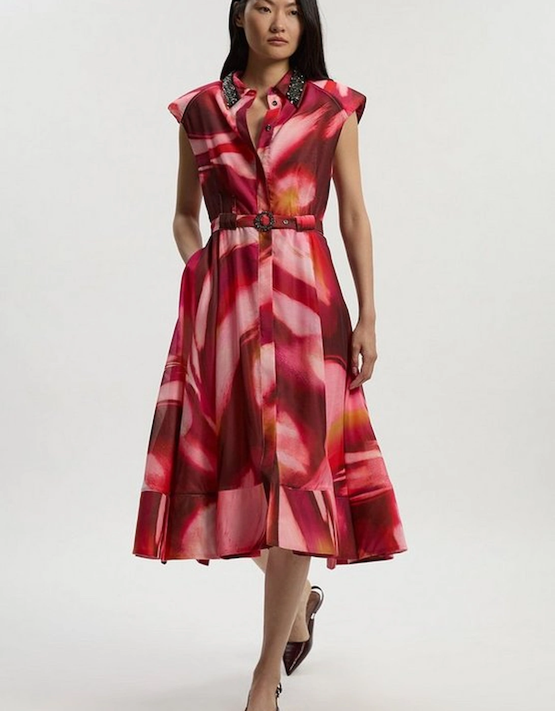 Marble Organdie Shirt Dress With Crystal Embellished Belt, 2 of 1