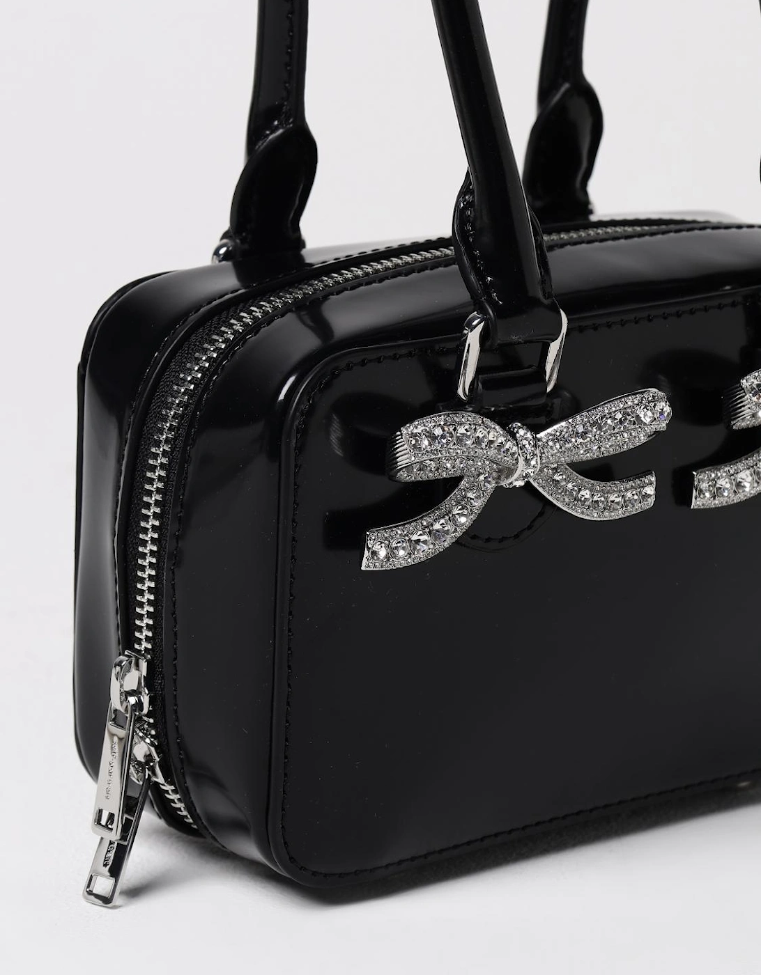 Bow Detail Patent Leather Box Bag
