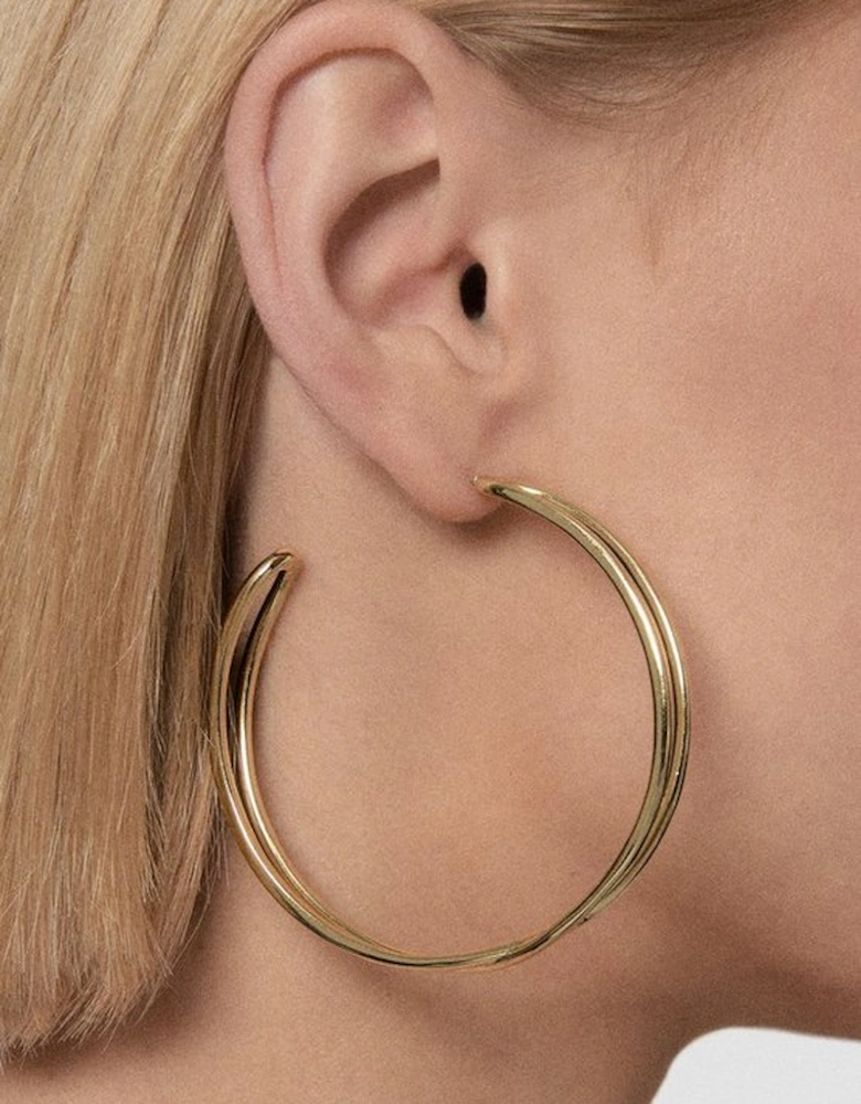 14kt Gold Plated Criss Cross Hoop Earring