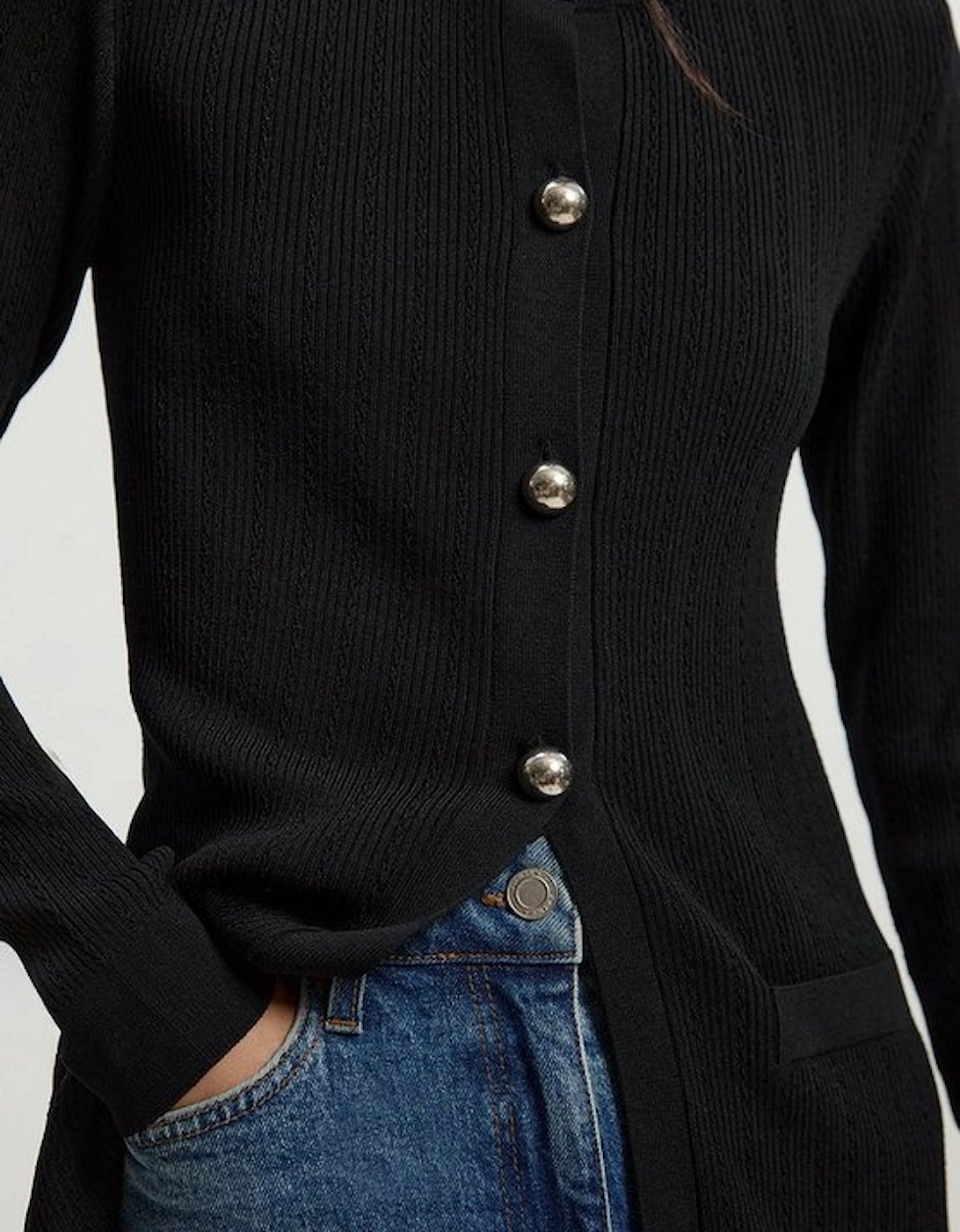 Dome Button Longline Knitted Cardi, 2 of 1