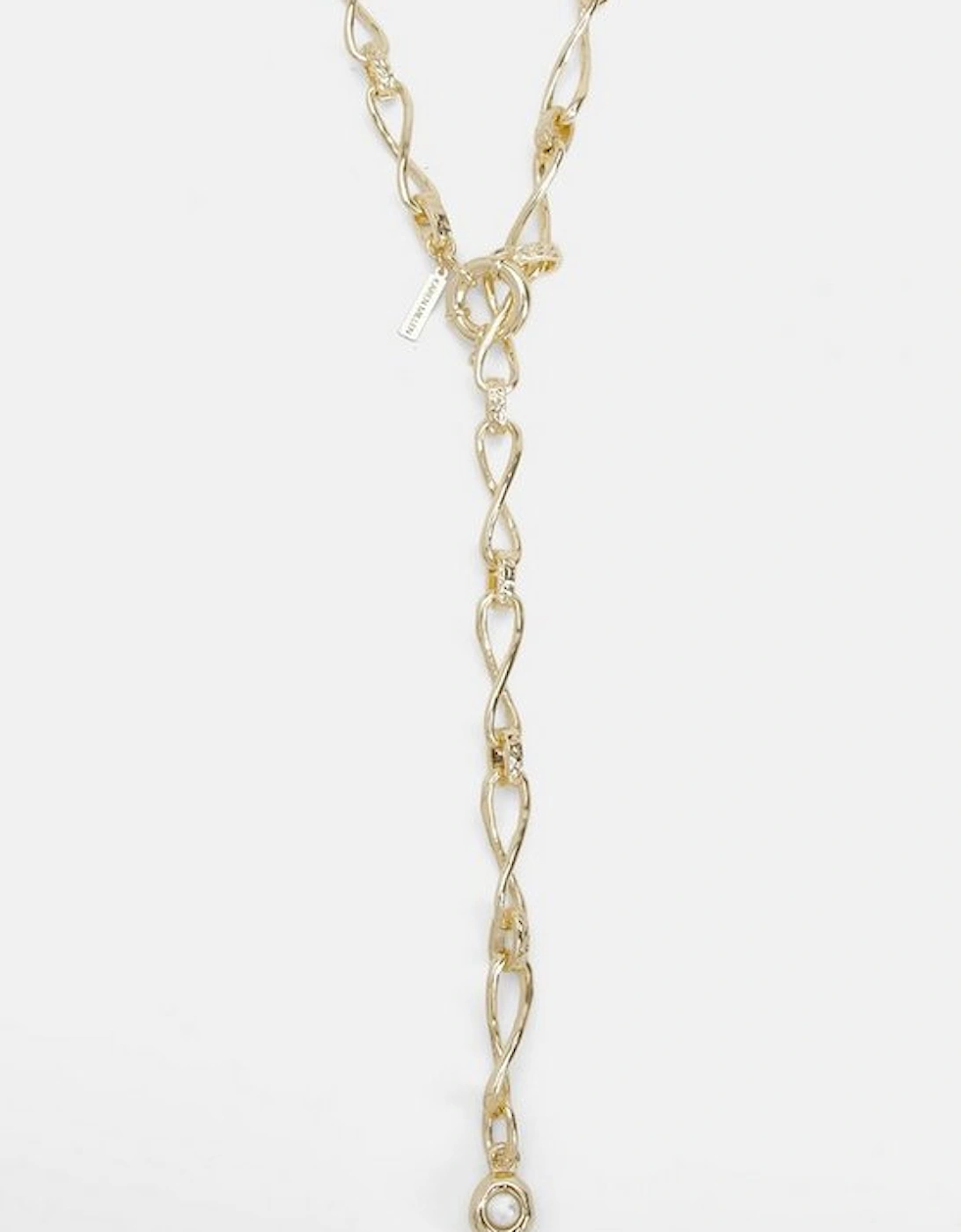 Gold Chain Knot Detail Drop Necklace