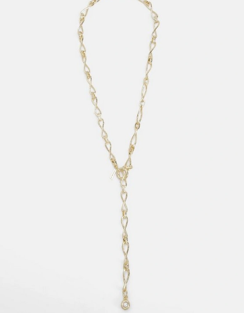 Gold Chain Knot Detail Drop Necklace
