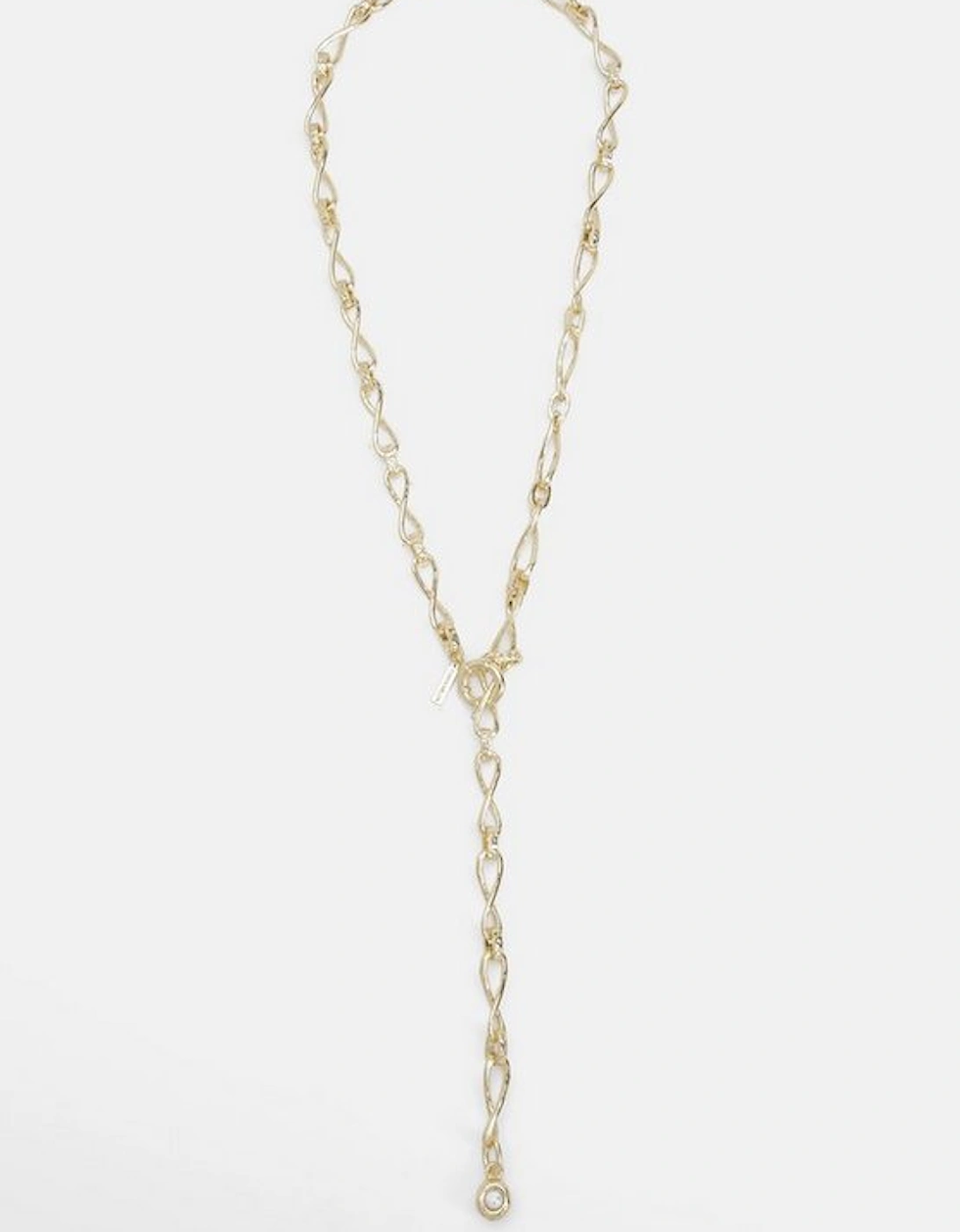 Gold Chain Knot Detail Drop Necklace