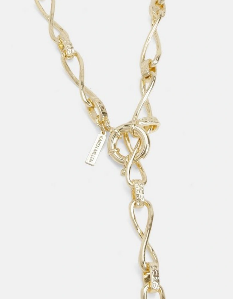 Gold Chain Knot Detail Drop Necklace