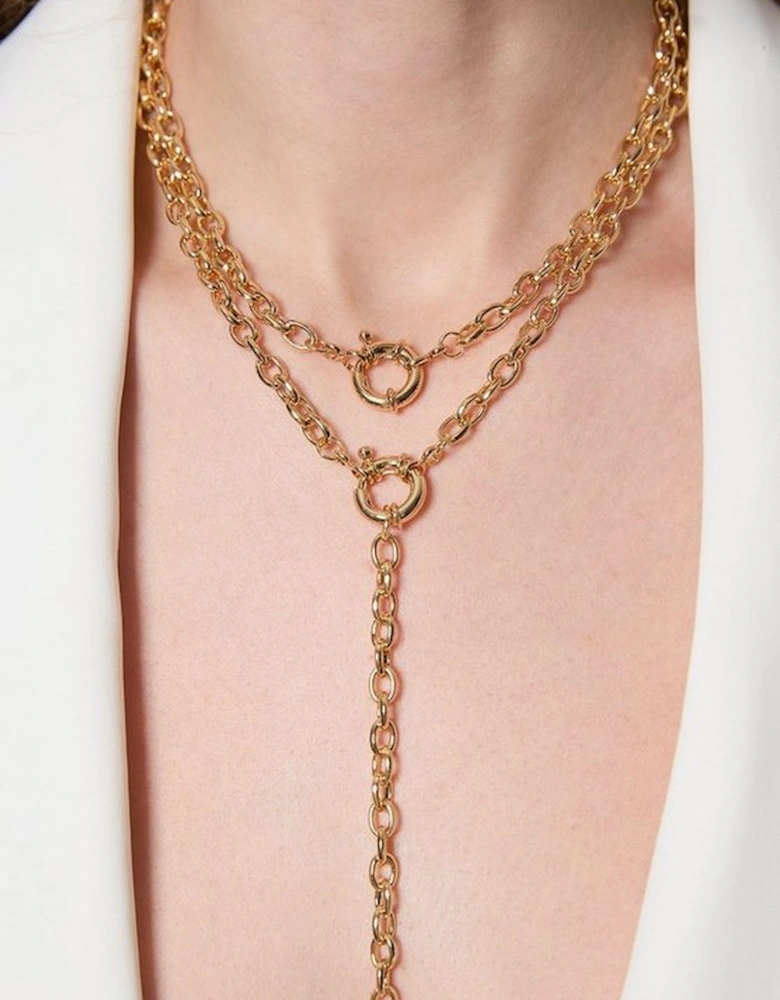 Gold Drop Detail Chain Necklace