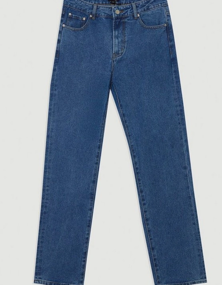 Rigid Denim Mid Rise Straight Leg Jean