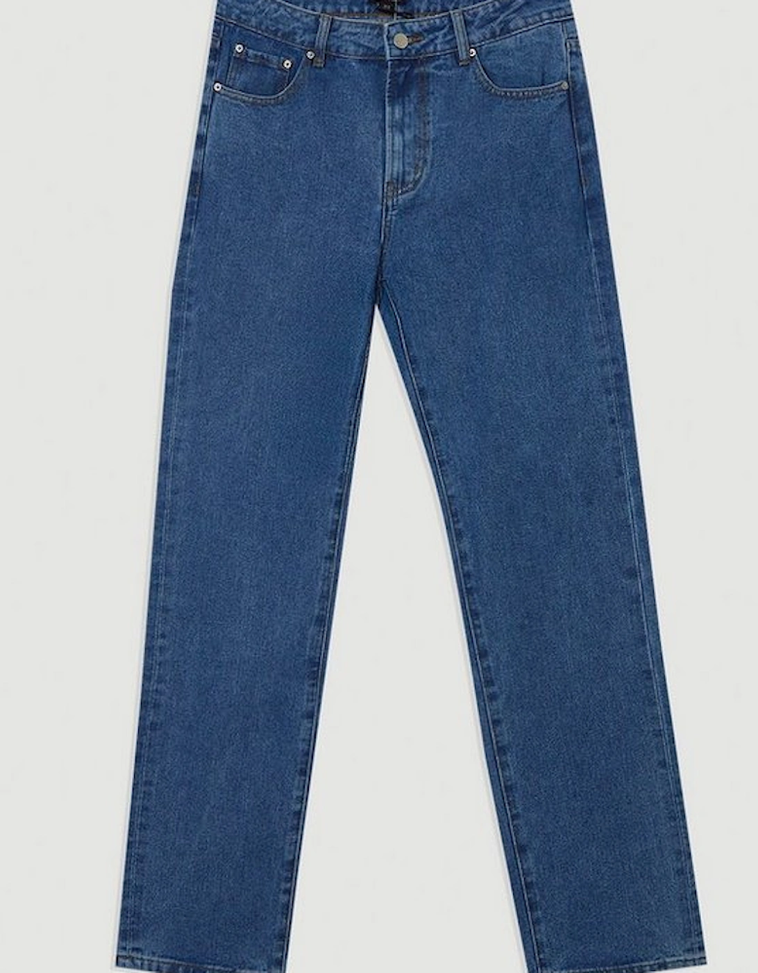 Rigid Denim Mid Rise Straight Leg Jean