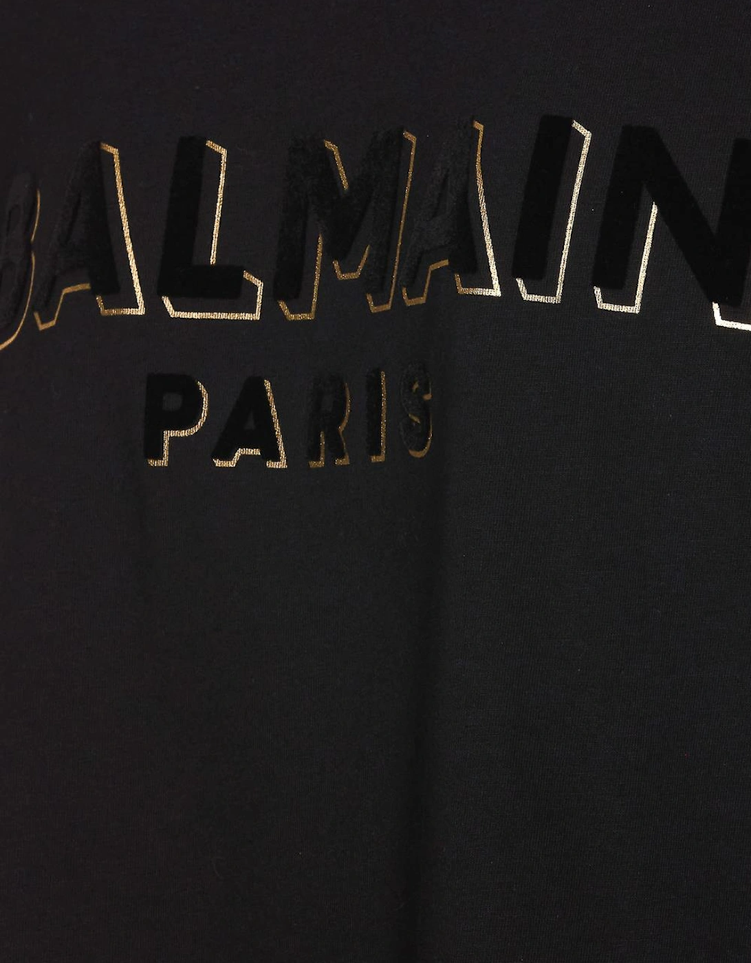 Crewneck Oversized T-shirt with Velvet Logo Black
