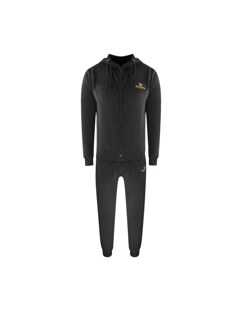 Black Zip-Up Hoodie And Track Pants Set