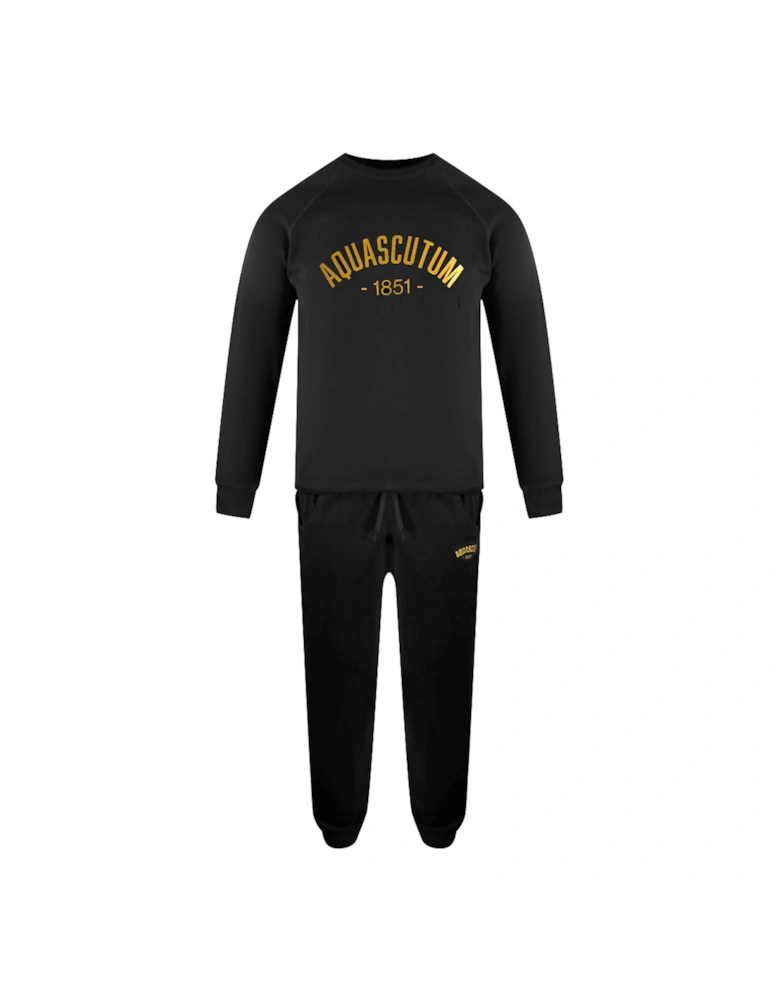 Old School Crewneck Black Track Pants Set
