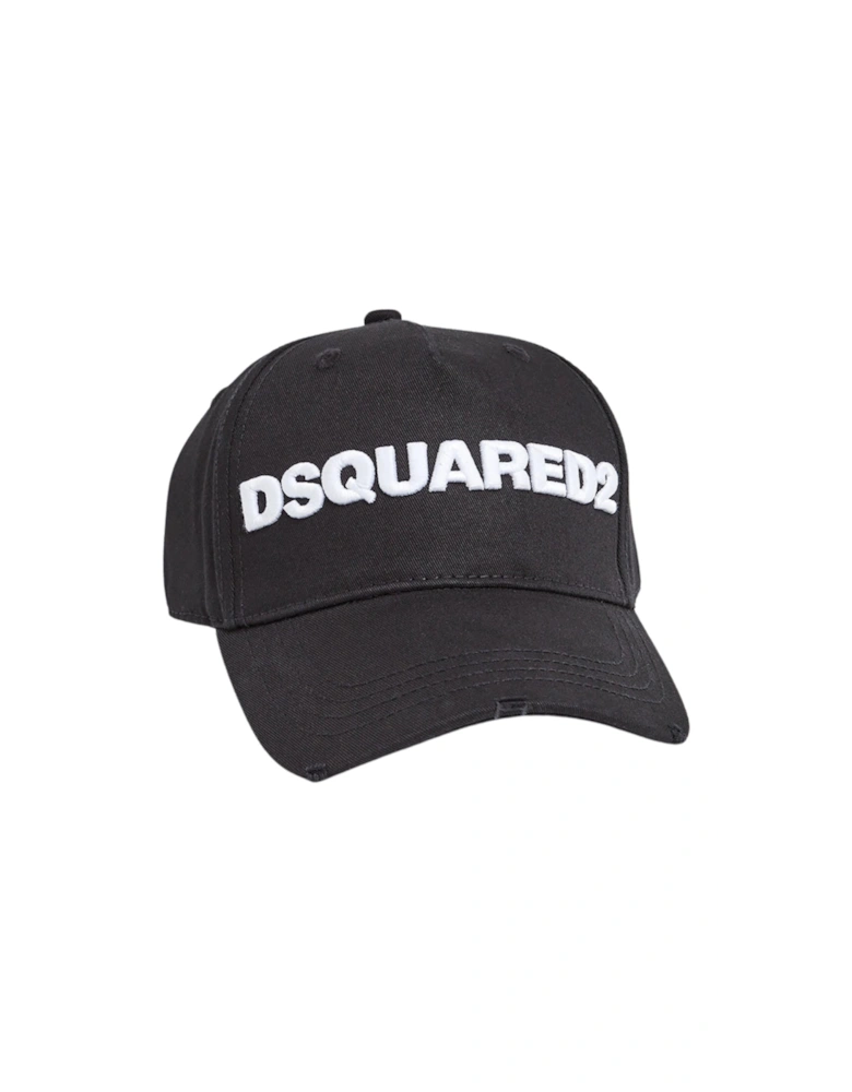 White Logo Black Cap