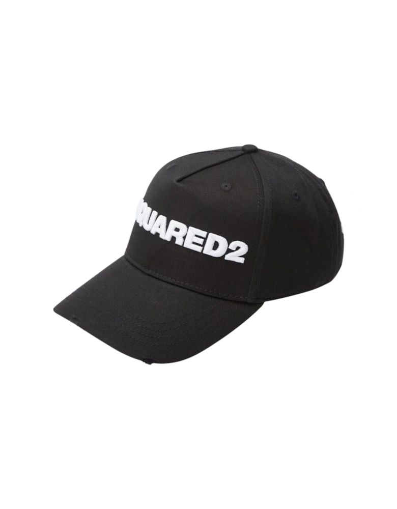 White Logo Black Cap