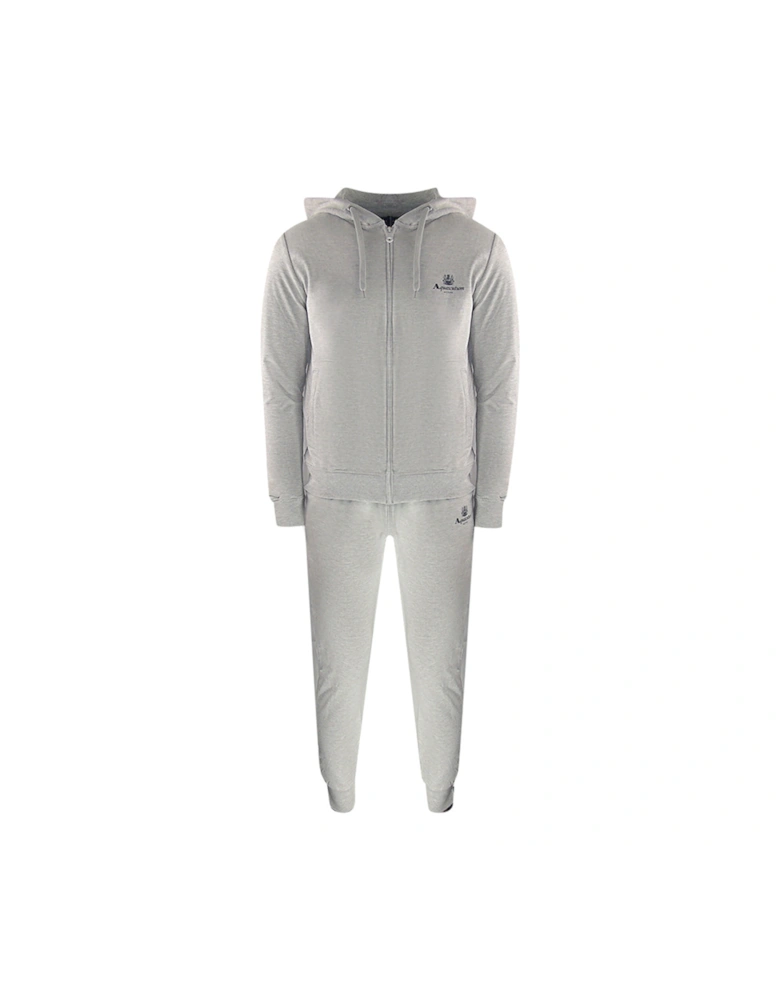 Grey Zip-Up Hoodie And Track Pants Set