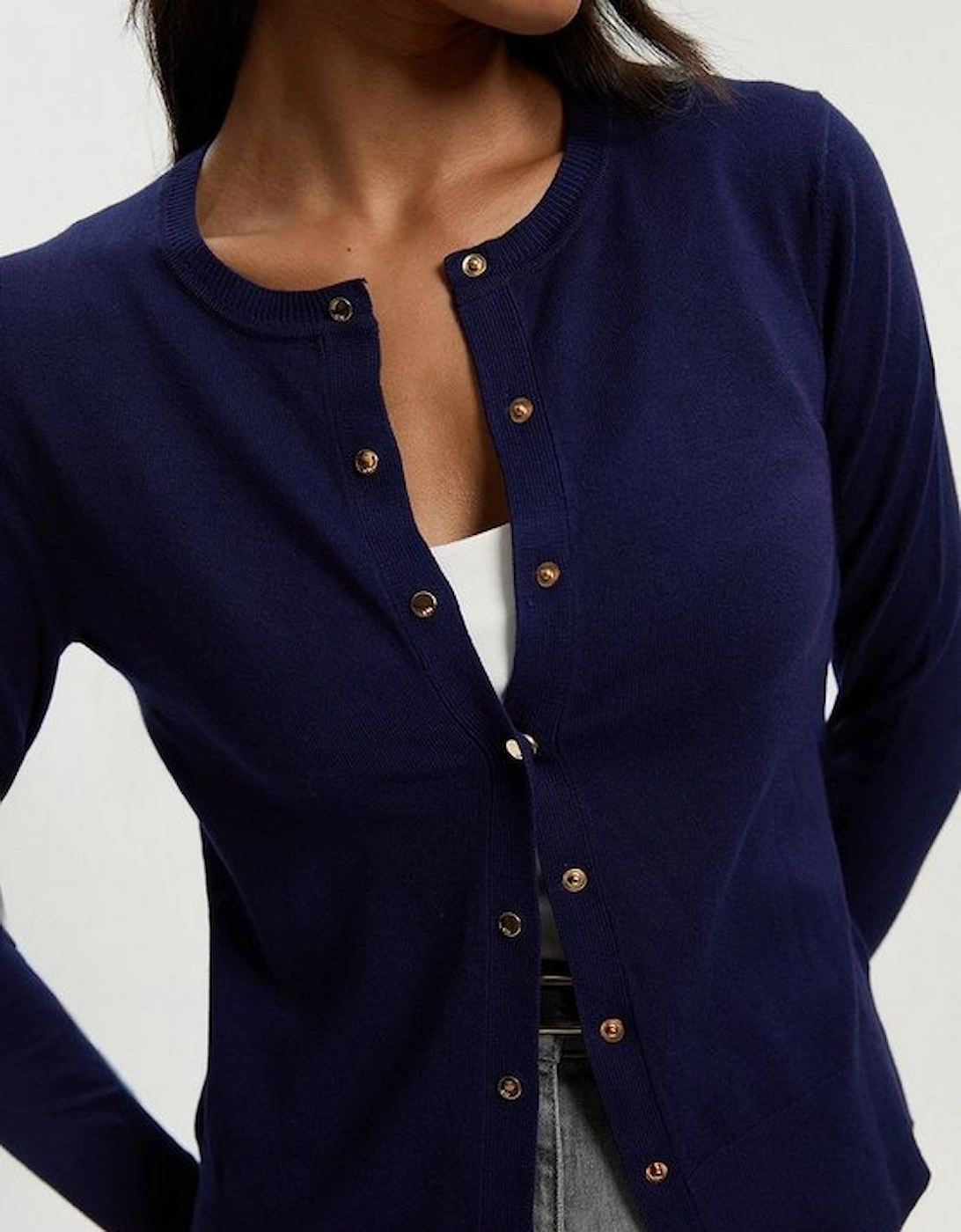 Viscose Blend Popper Knitted Cardigan, 2 of 1