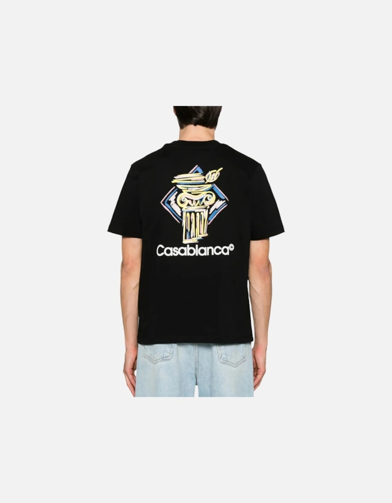Diamond Column Short Sleeve T-Shirt - Black