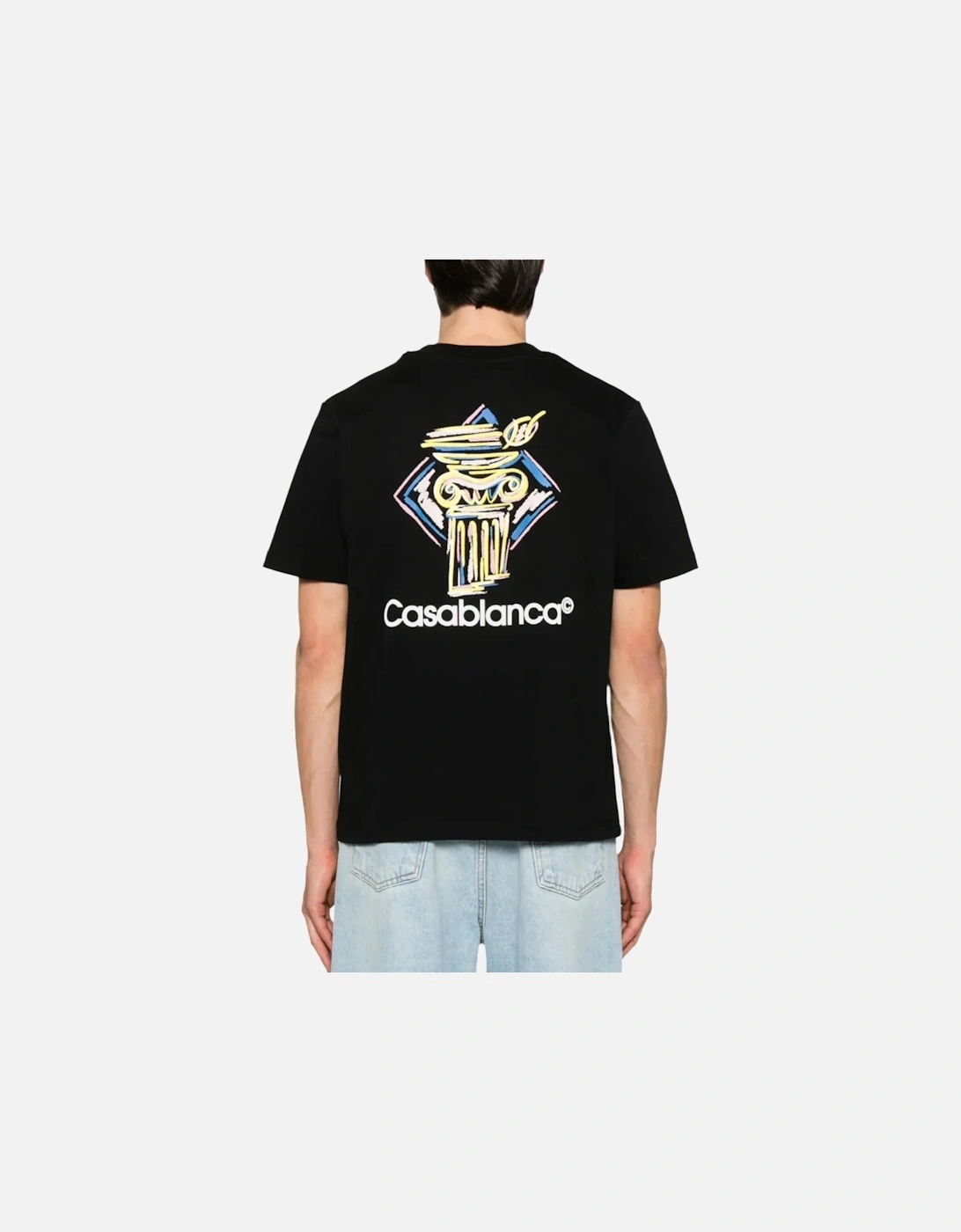 Diamond Column Short Sleeve T-Shirt - Black
