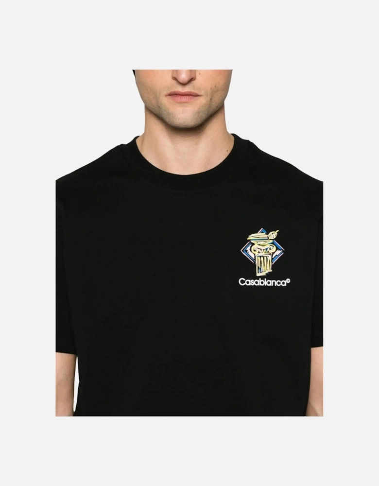 Diamond Column Short Sleeve T-Shirt - Black