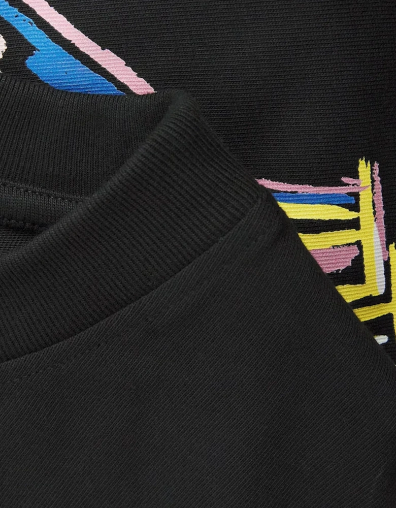 Diamond Column Short Sleeve T-Shirt - Black