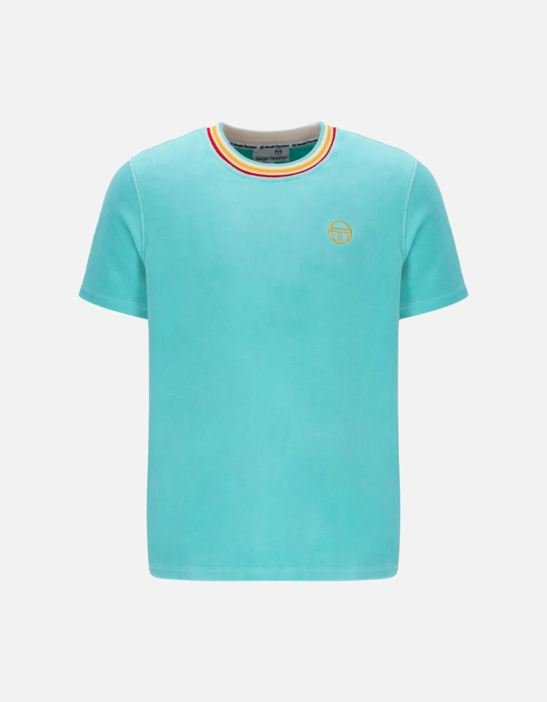 Slice Velour T-Shirt - Pool Blue