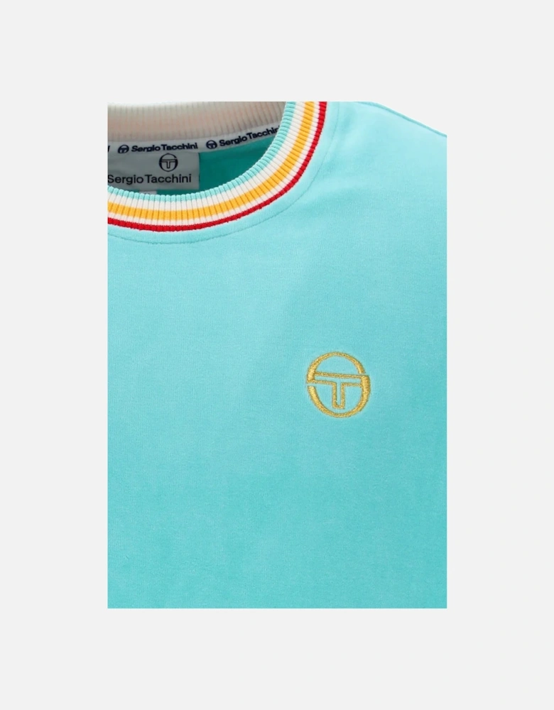 Slice Velour T-Shirt - Pool Blue