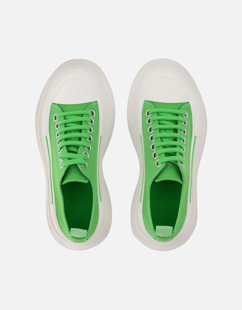 Green/White Leather Tread Slick Sneakers