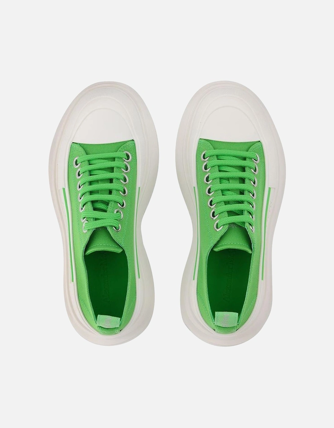 Green/White Leather Tread Slick Sneakers