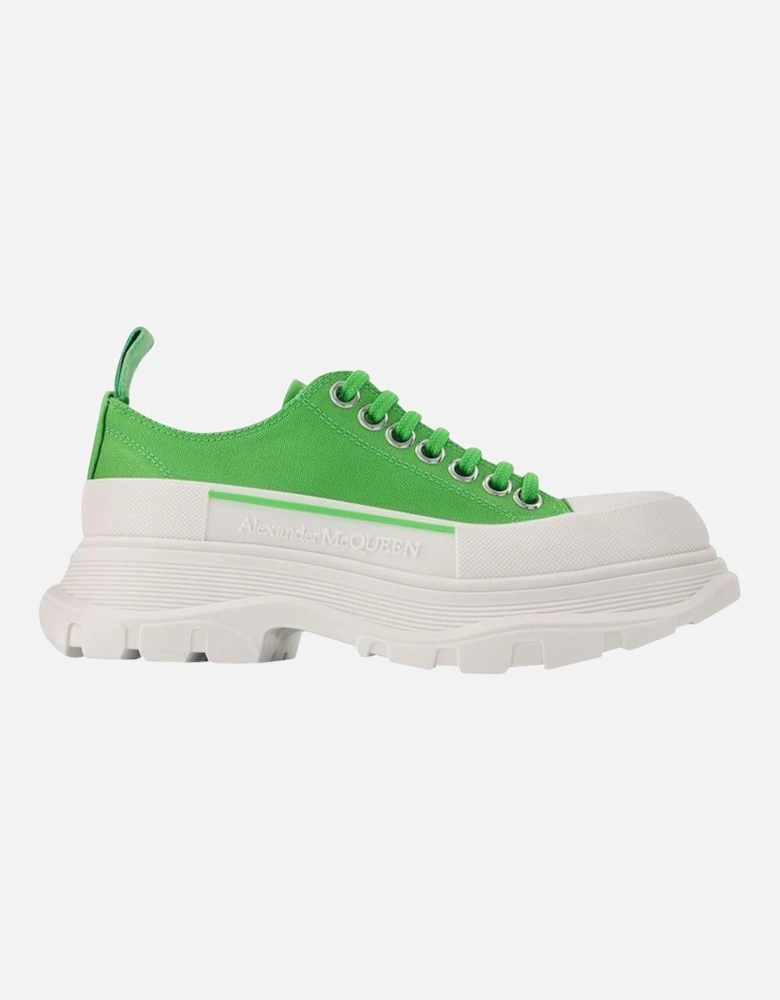 Green/White Leather Tread Slick Sneakers