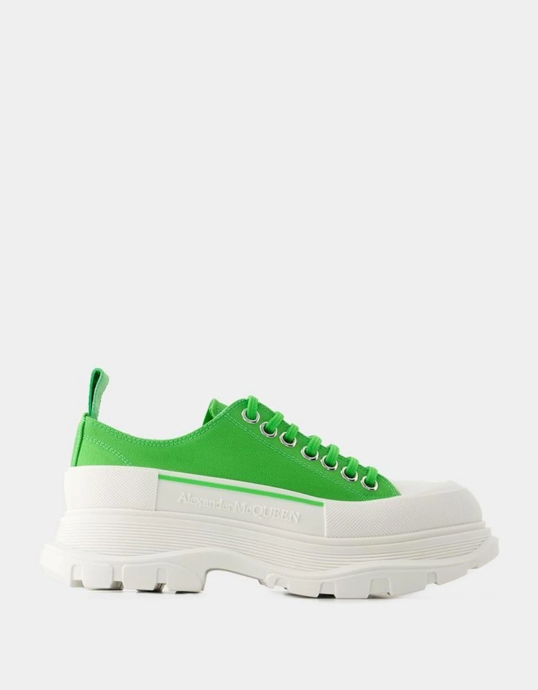 Green/White Leather Tread Slick Sneakers