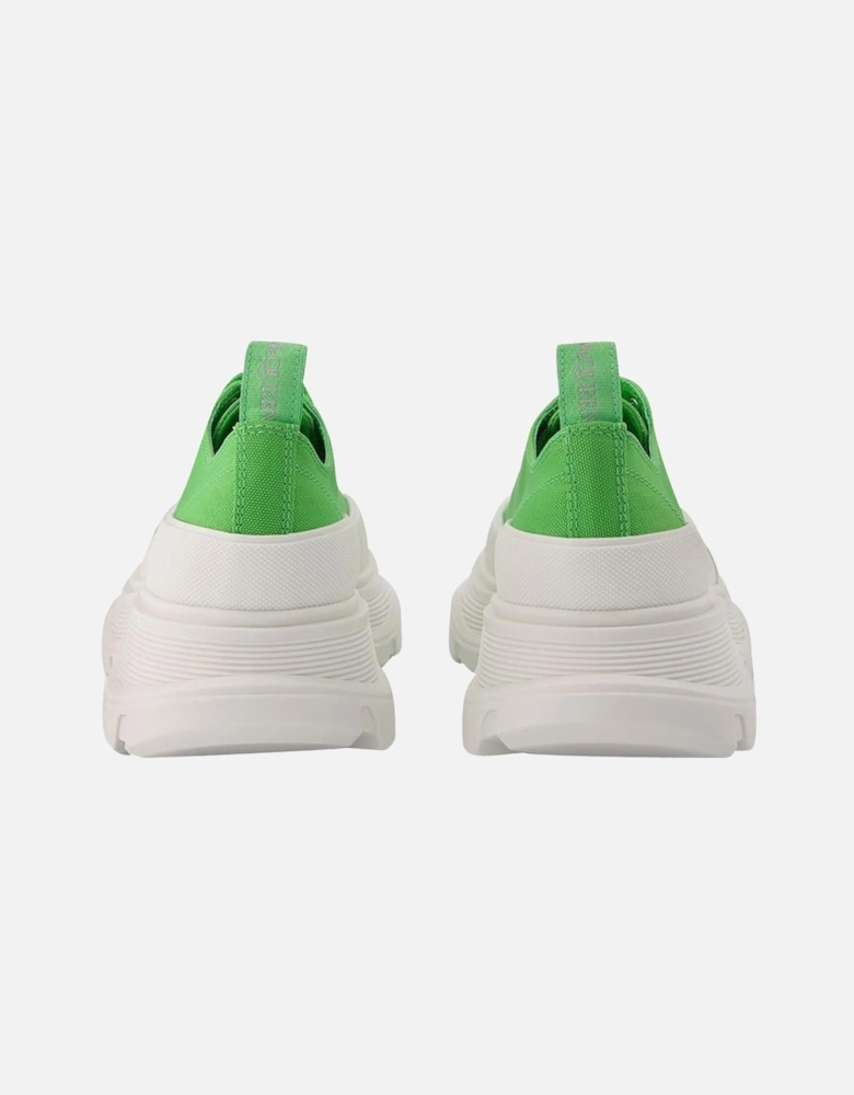 Green/White Leather Tread Slick Sneakers