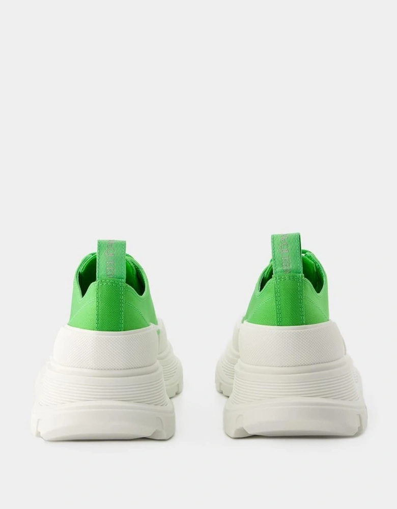 Green/White Leather Tread Slick Sneakers
