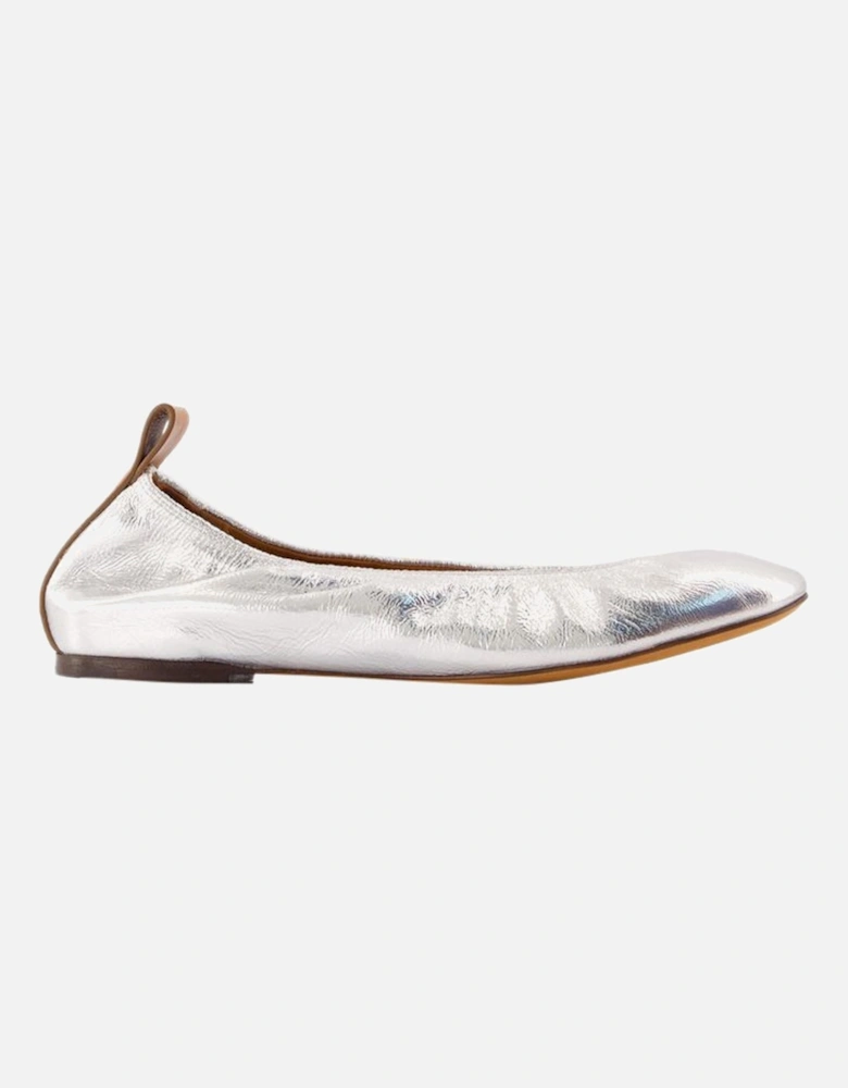 Metallic Leather Ballerina Flats