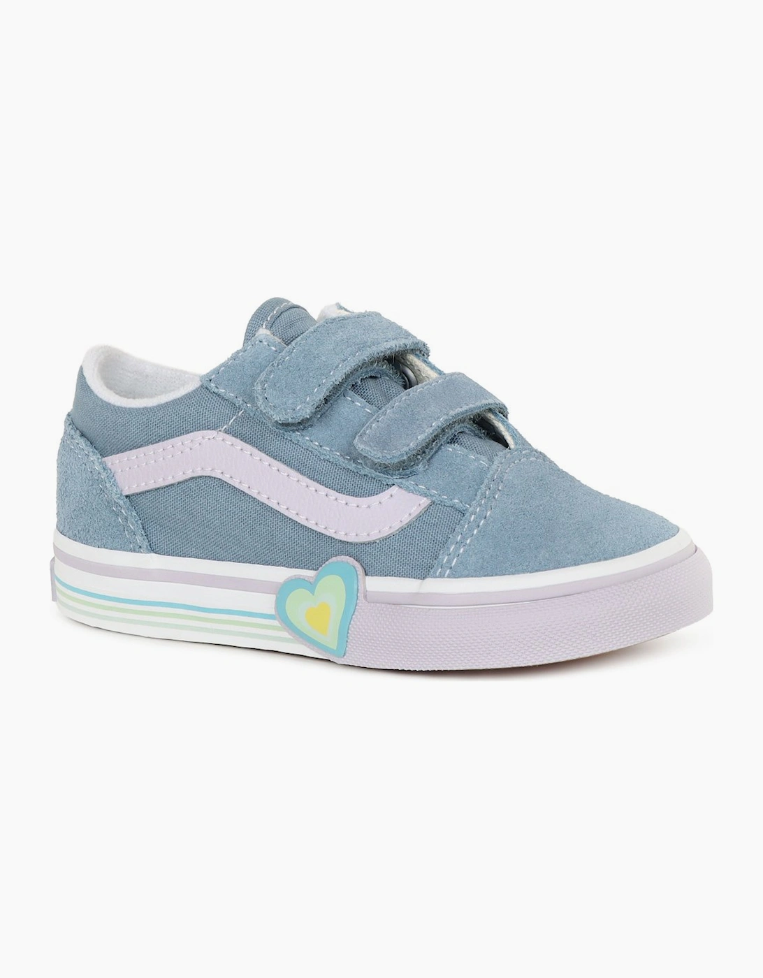 Vans Old Skool Girls Blue 'S Old Skool V Heart Infant Canvas Shoes  6 Size 6 Kids