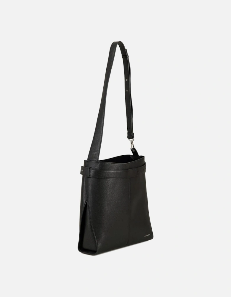 Medium Leather Belted Bag Black
