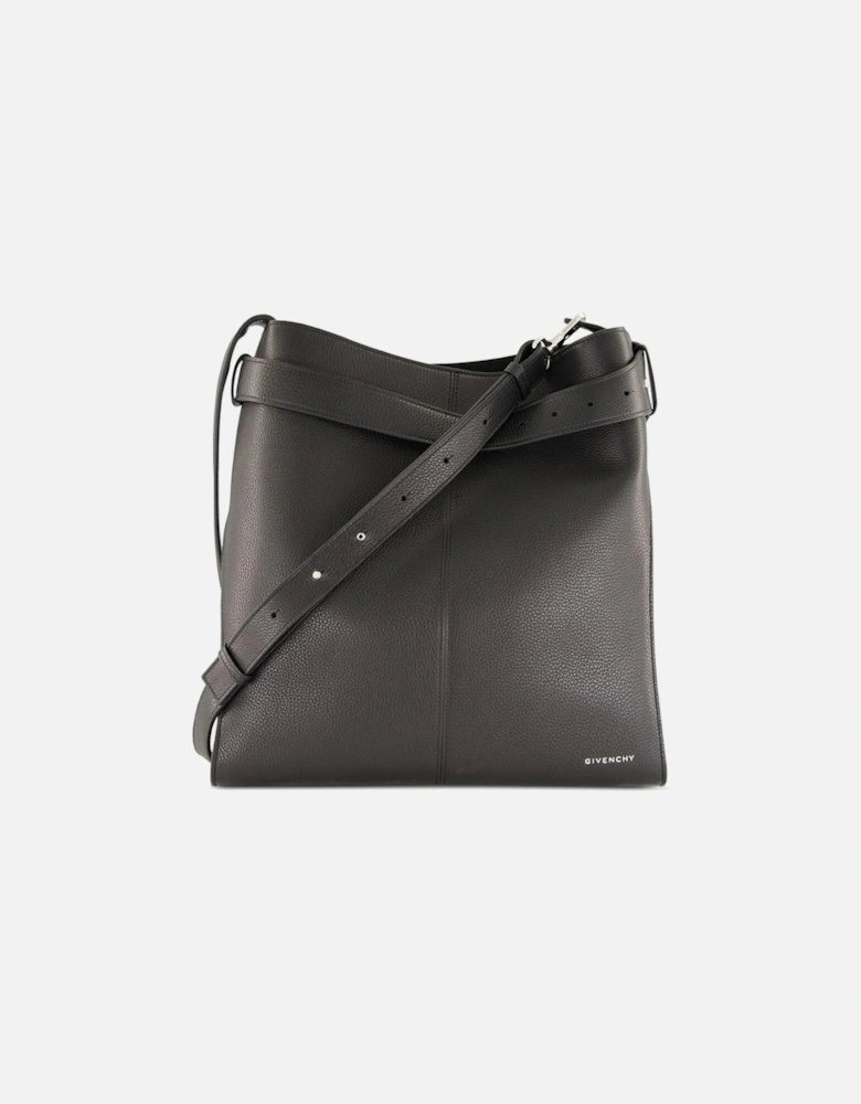 Medium Leather Belted Bag Black