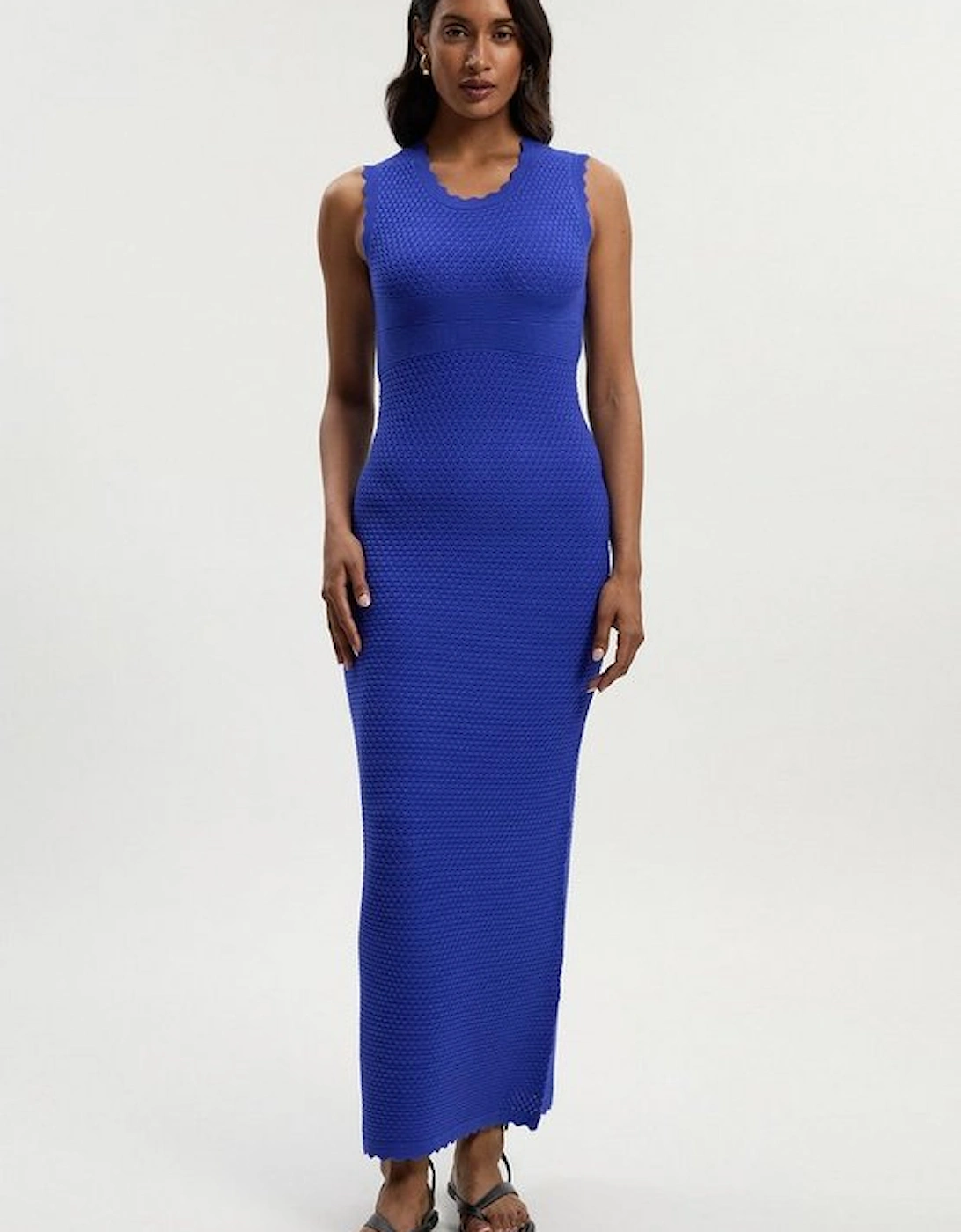 Textured Stitch Wrap Back Knitted Maxi Dress