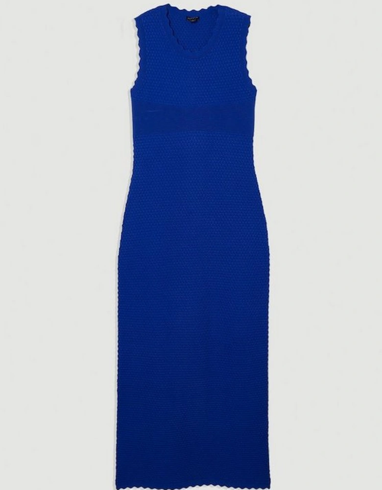 Textured Stitch Wrap Back Knitted Maxi Dress
