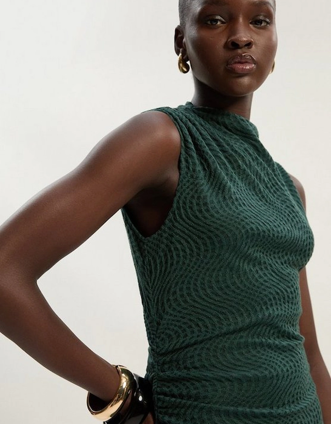 Sheered Textured Jersey Maxi Dress