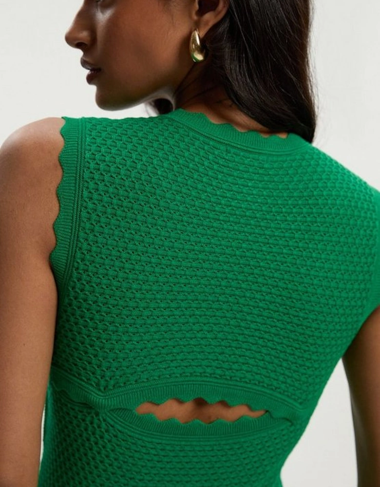 Textured Stitch Wrap Back Knitted Maxi Dress