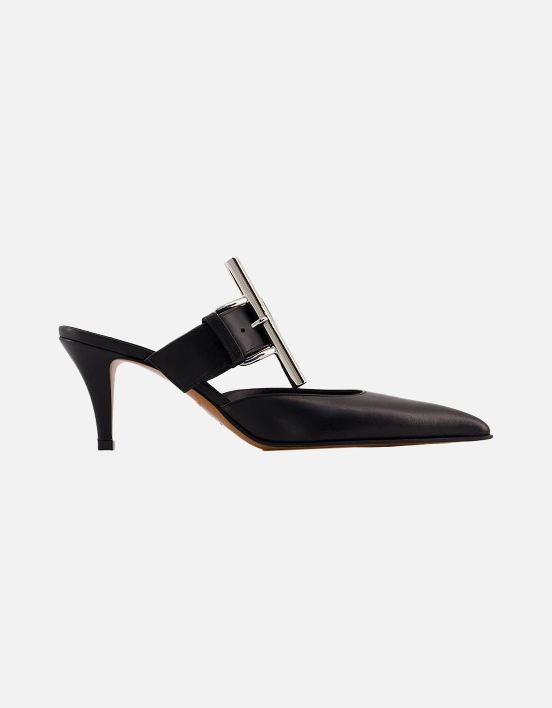 Buckle Mules Leather Heels, 5 of 4