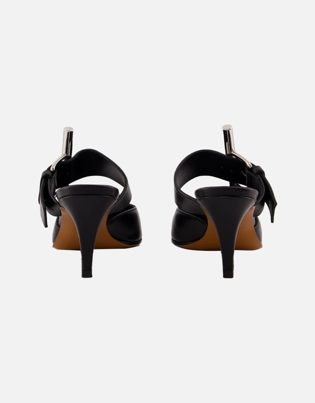 Buckle Mules Leather Heels