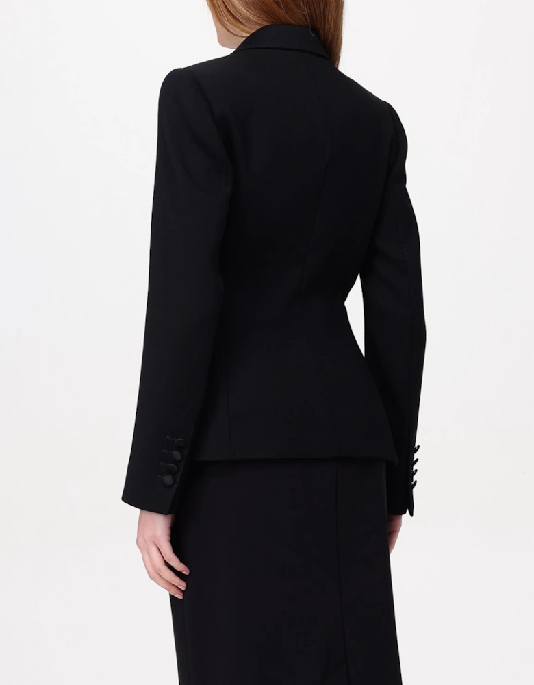 Double Breasted Satin Lapel Blazer