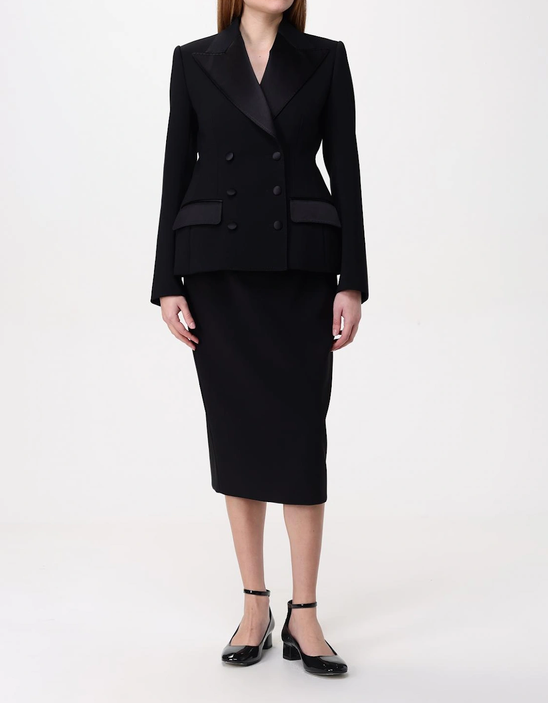 Double Breasted Satin Lapel Blazer