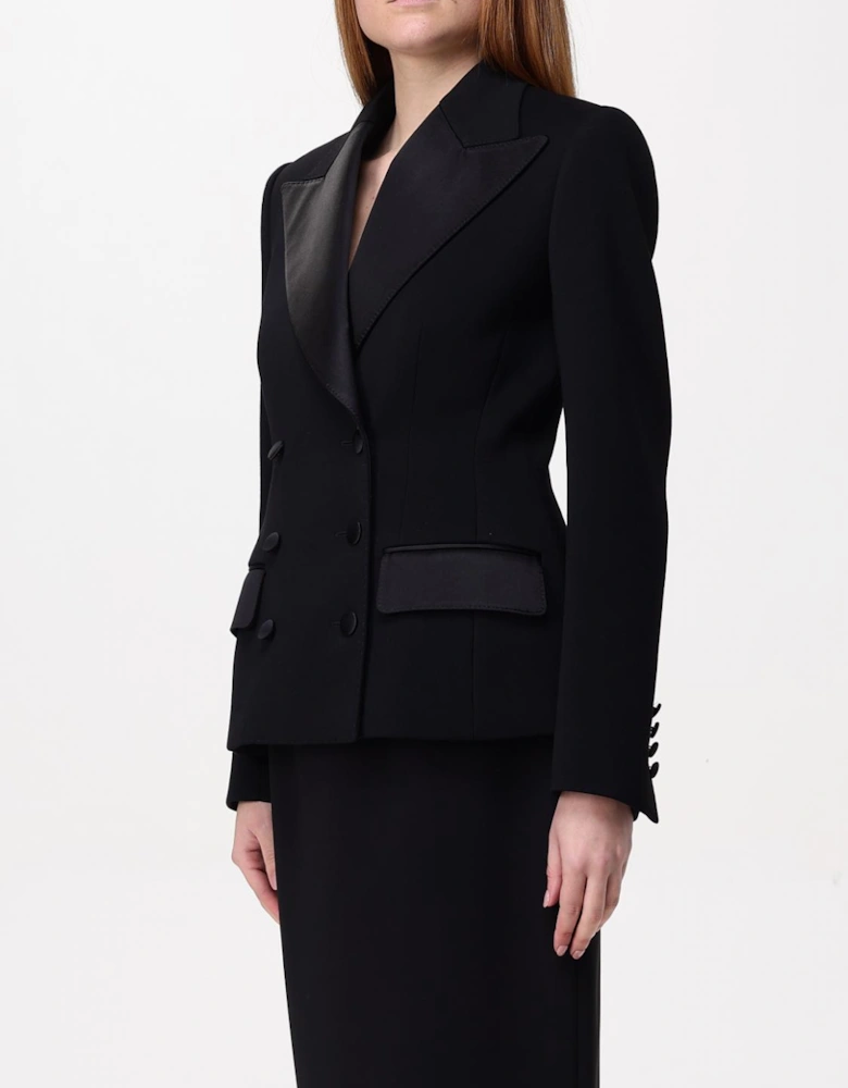 Double Breasted Satin Lapel Blazer