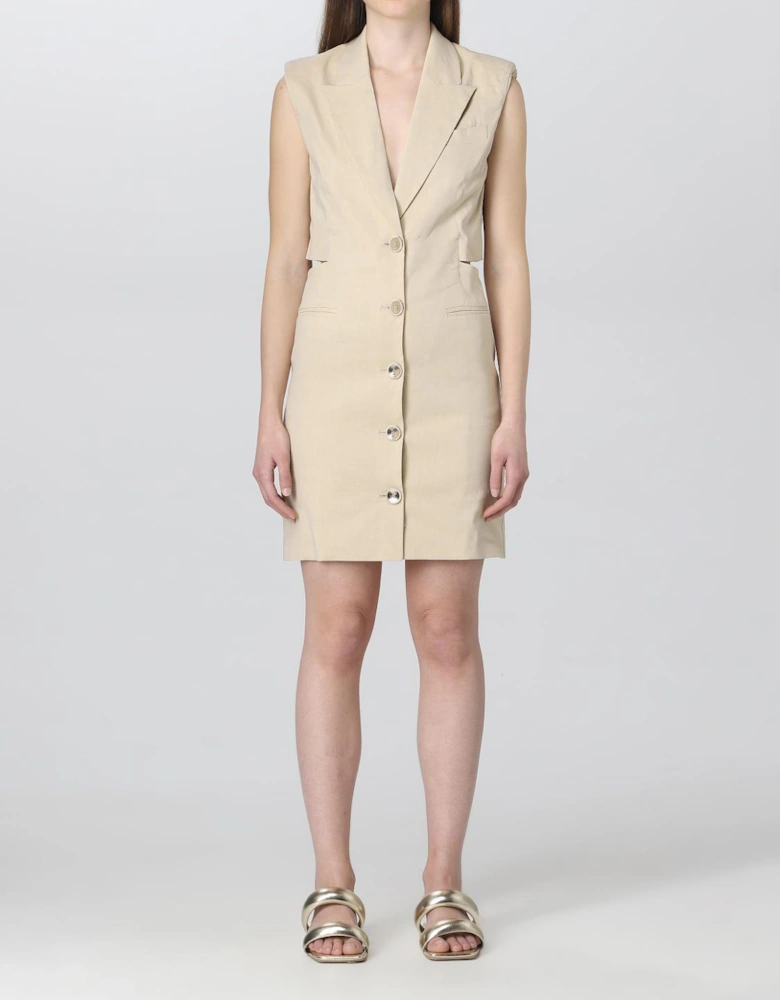 Cutout Mini Dress Button Front